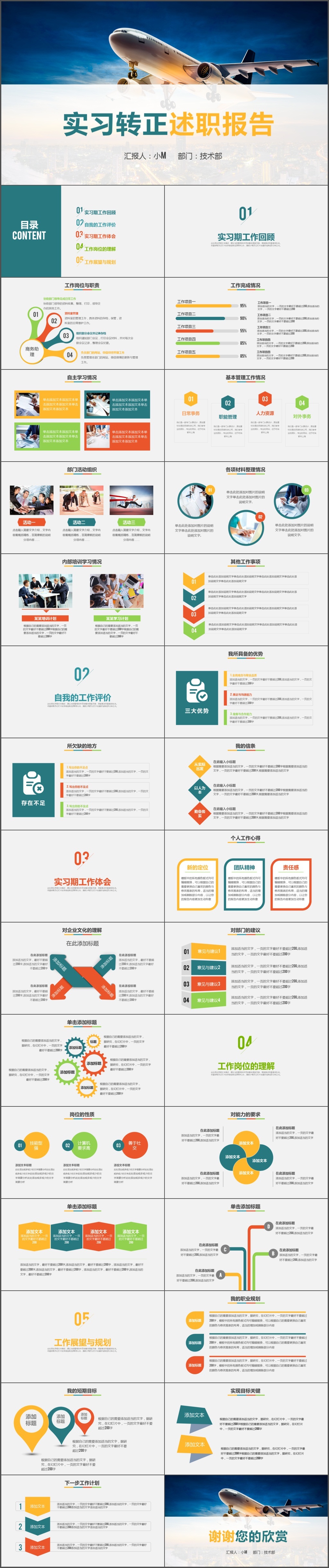 简约大气实习转正述职报告工作体会PPT模板(35)