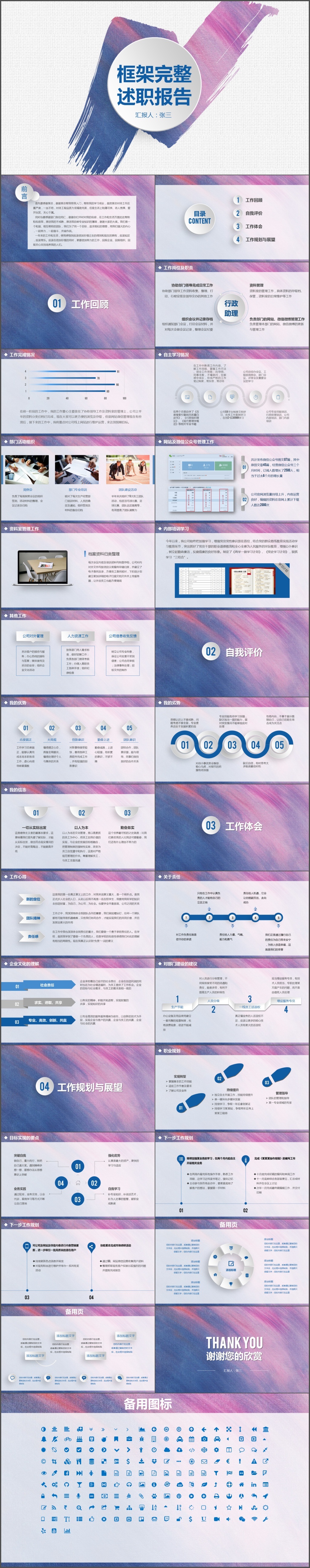 框架完整工作总结述职报告新年计划PPT模板(227)