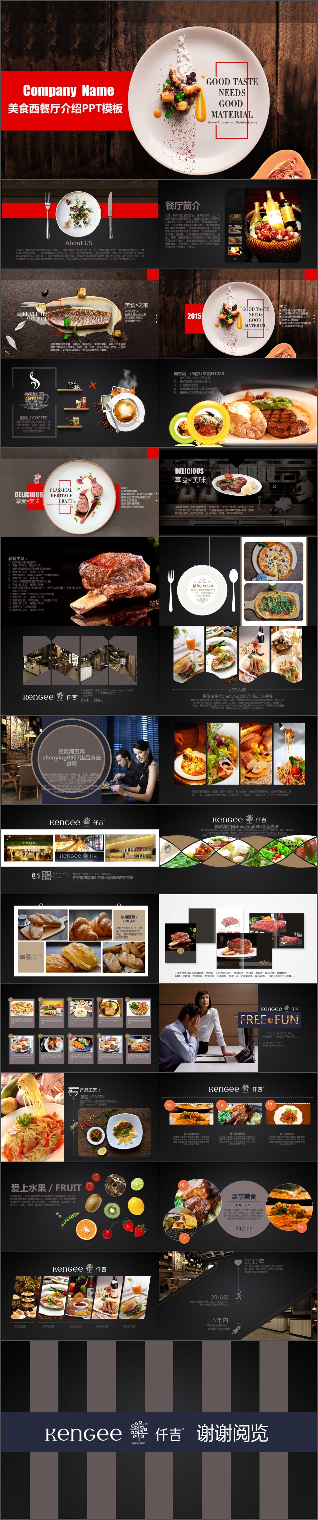 高端美食文化宣传西餐厅介绍品牌宣传PPT模板(245)