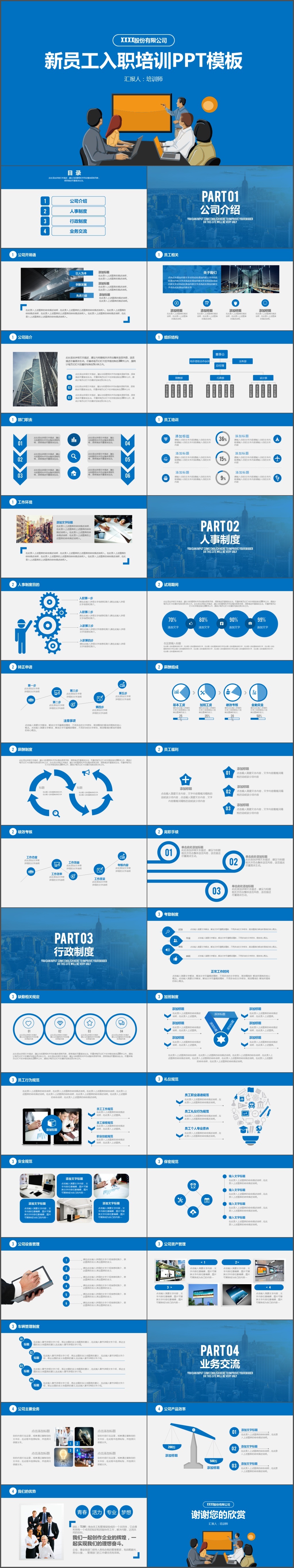 简约大气公司培训新员工入职培训PPT模板(416)