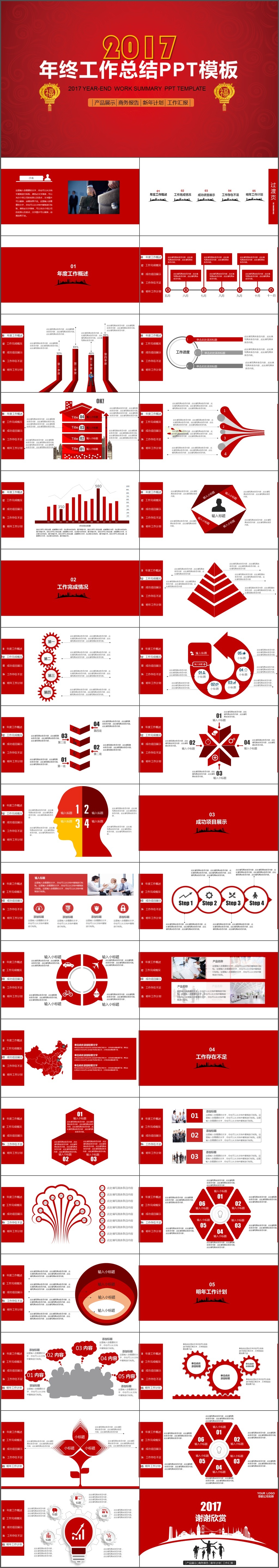 红色大气年终总结新年计划述职报告PPT模板(886)