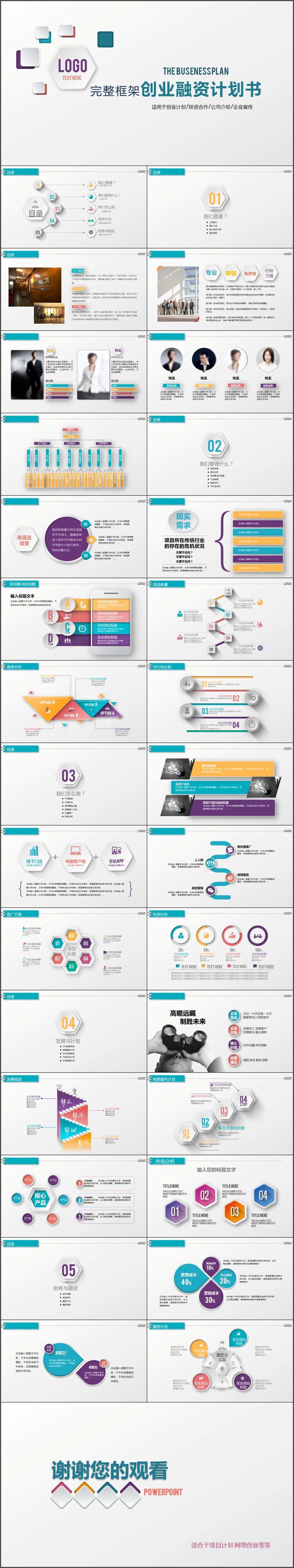 简约大气完整框架公司企业介绍商业计划书PPT模板(882)
