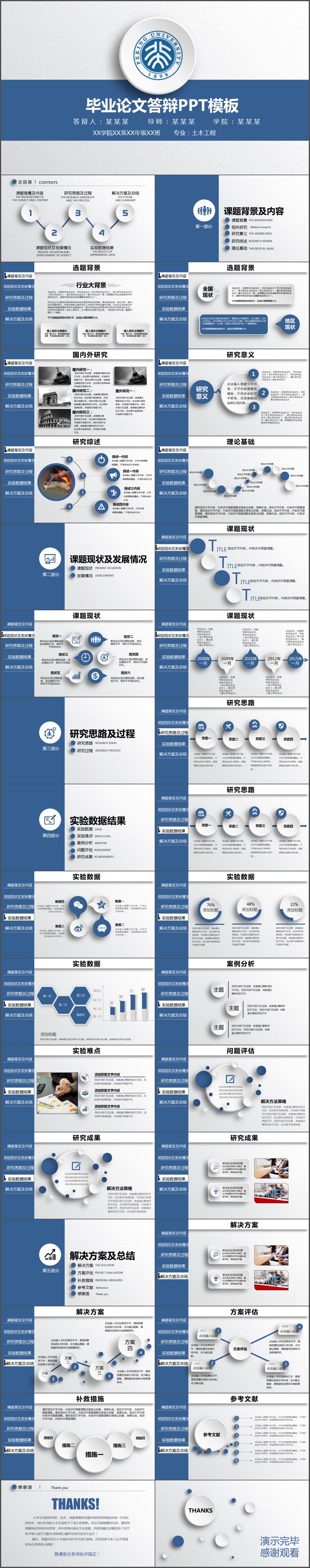 简约实用毕业答辩论文答辩开题报告PPT模板(944)