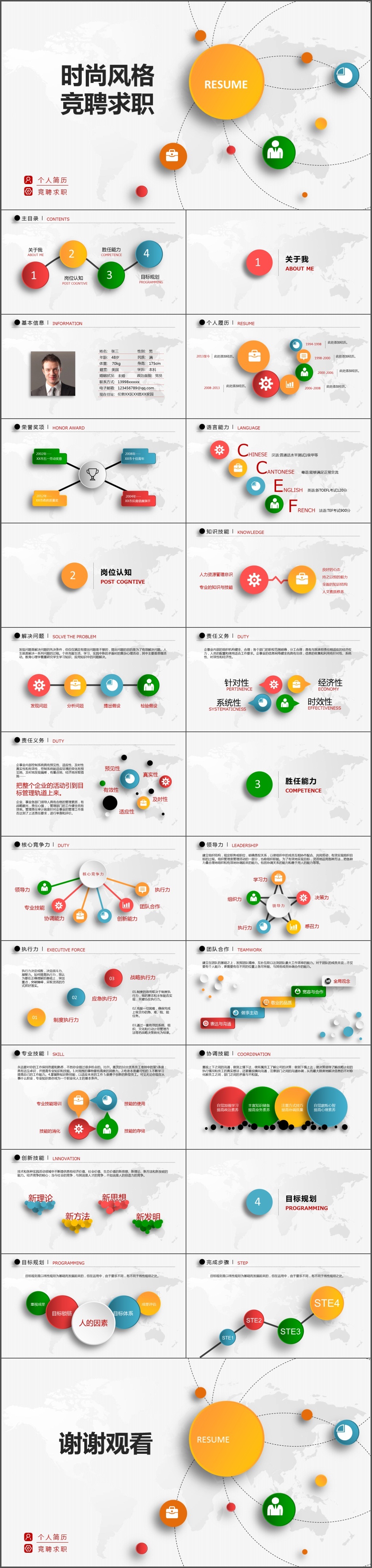 简约大气时尚风格个人简历求职竞聘PPT模板(954)