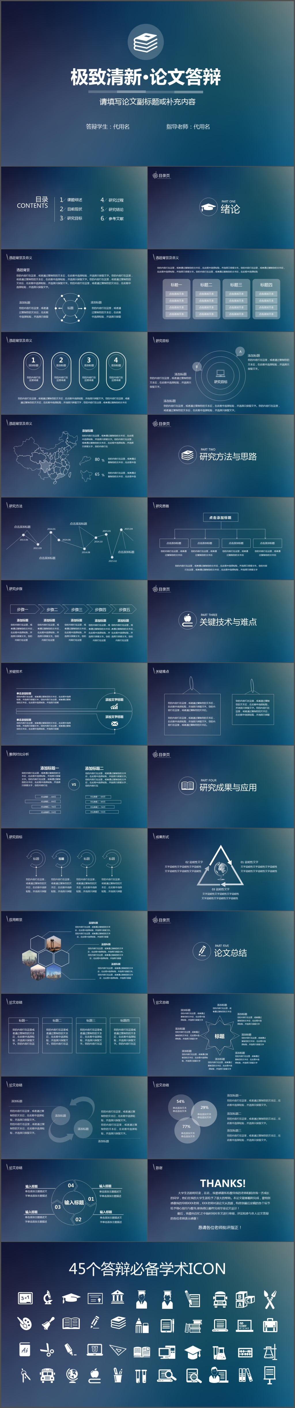 极致清新毕业答辩论文答辩毕业课题学术报告PPT模板(1032)