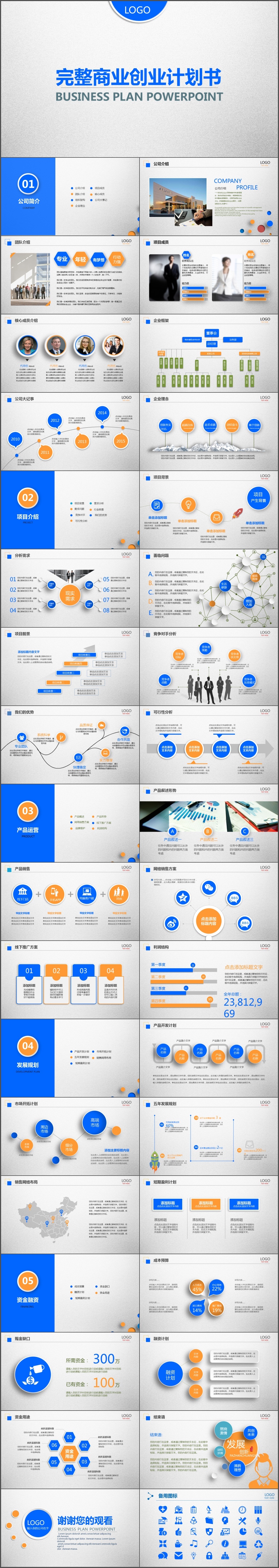 框架完整公司介绍商业计划书创业融资企业文化商务通用PPT模板(1059)