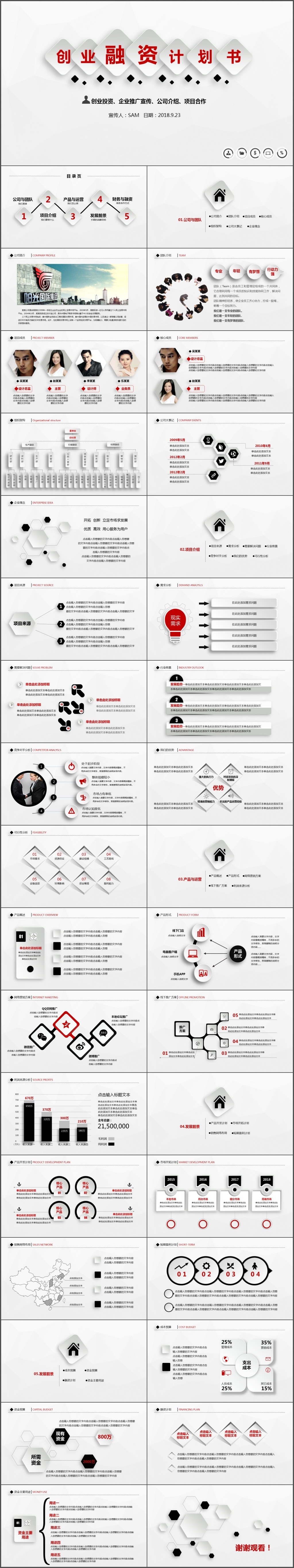 简约商业计划书创业融资公司简介产品宣传PPT模板(1206)