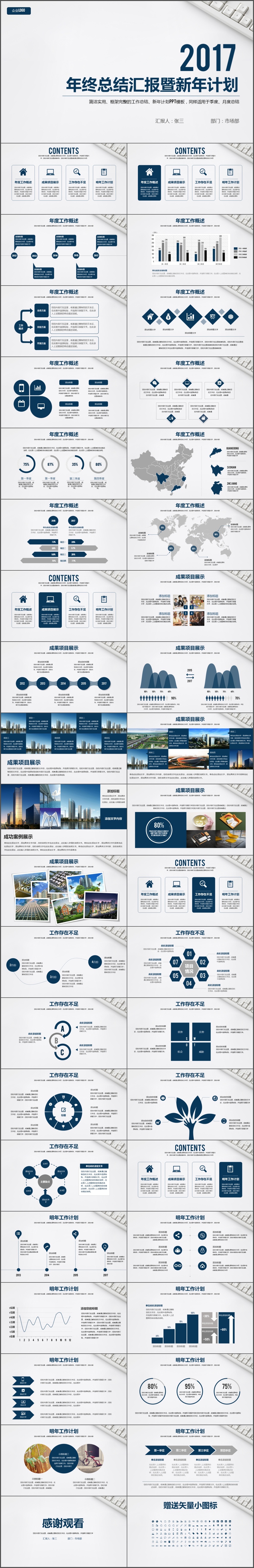 沉稳工作总结述职报告季度报告年度报告PPT模板(1273)