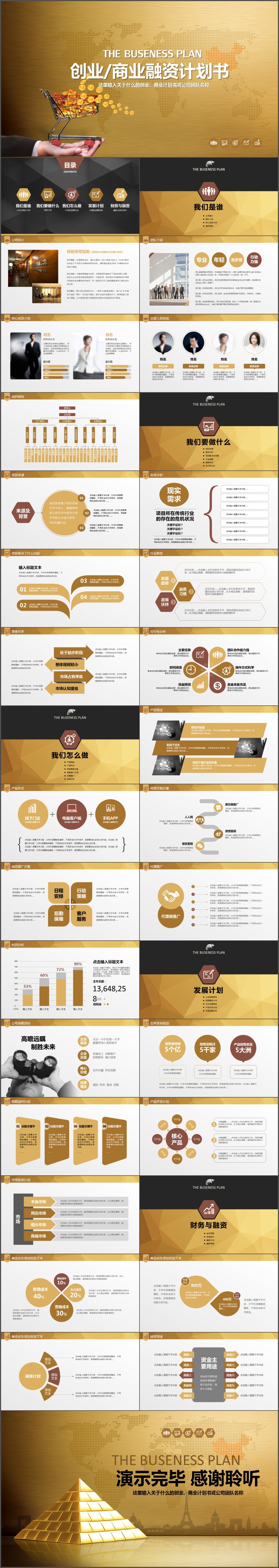 金色项目介绍商业计划书创业融资公司介绍公司简介PPT模板(1321)