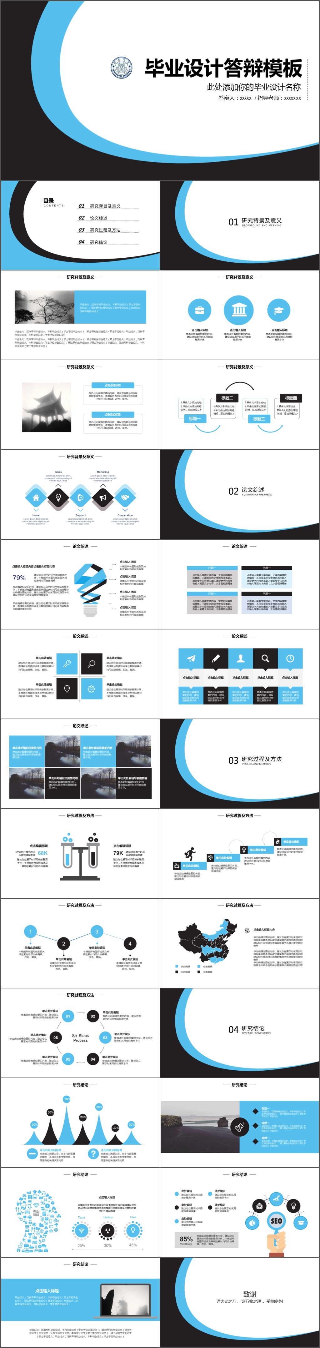 清爽简洁毕业论文答辩学术研究开题报告市场调研教育培训PPT模板(1357)