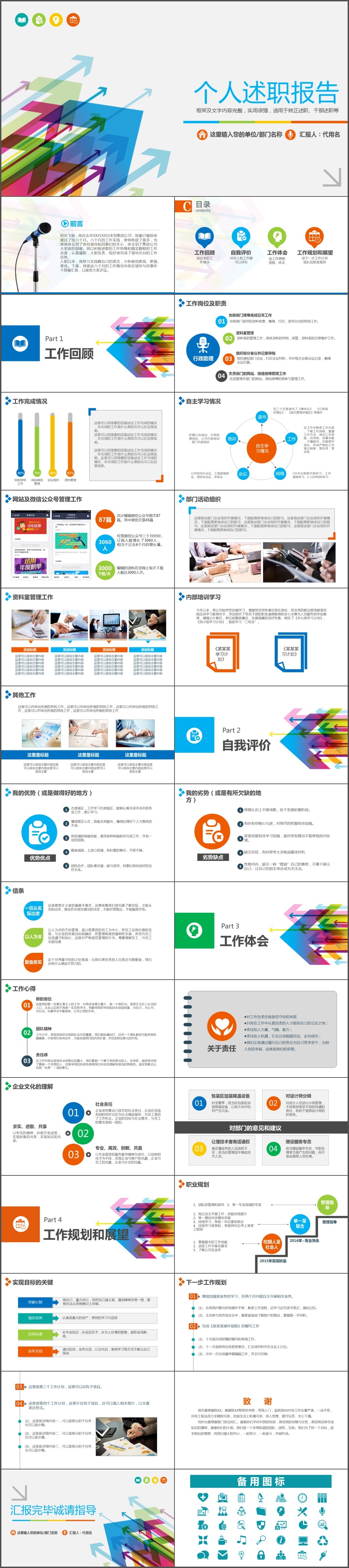 个人述职报告工作总结工作汇报工作报告年度报告PPT模板(1423)