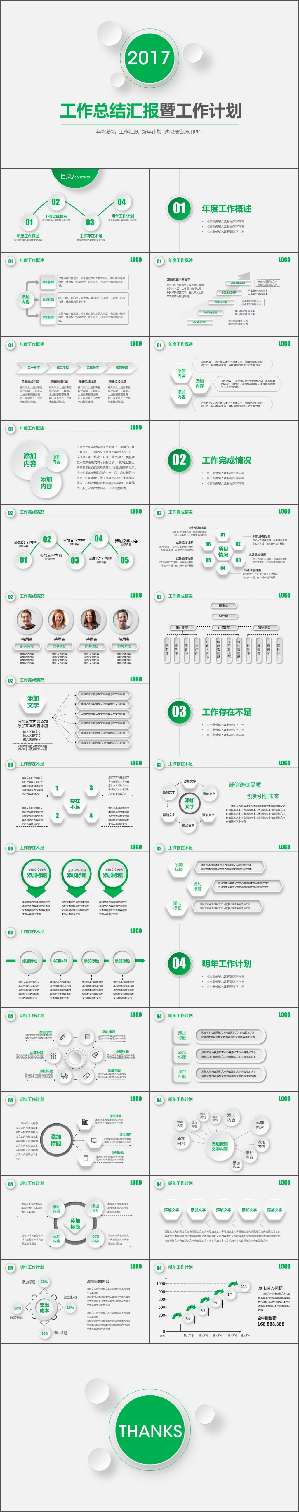 绿色清新工作总结工作汇报工作计划新年计划PPT模板(1481)